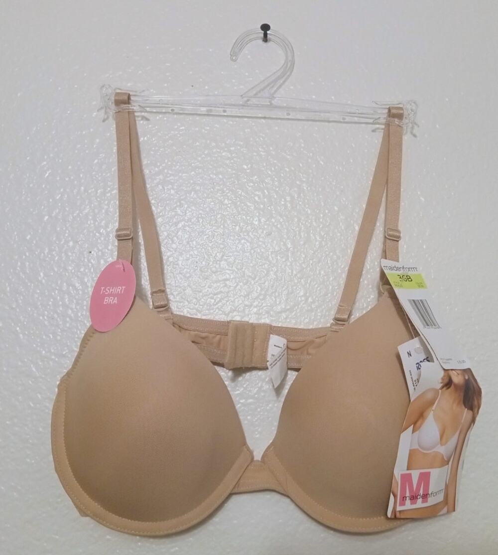 Maidenform Women's T-Shirt Soft Comfort Bra Plunge Beige NEW WITH TAGS SZ 36B